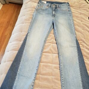 GAP Women's Blue Two-Tone Flare Jeans